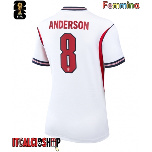 Inghilterra Elliot Anderson #8 Prima Maglia Femmina Mondiali 2026 Manica Corta